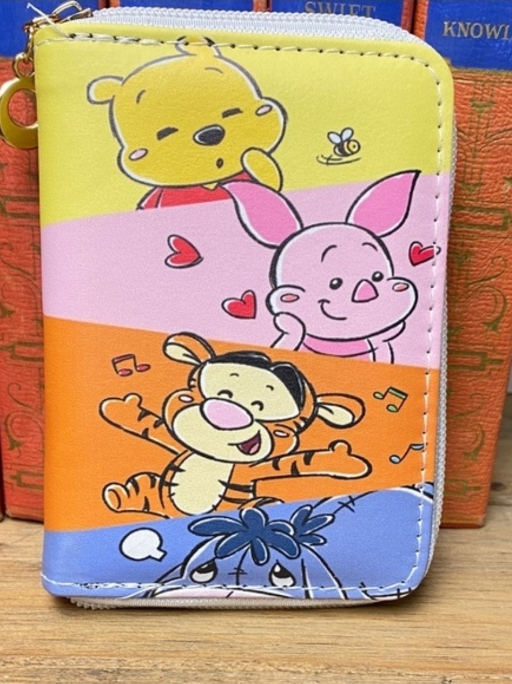 Winnie the Pooh Character Zip Wallet - Yellow Pink Orange Blue